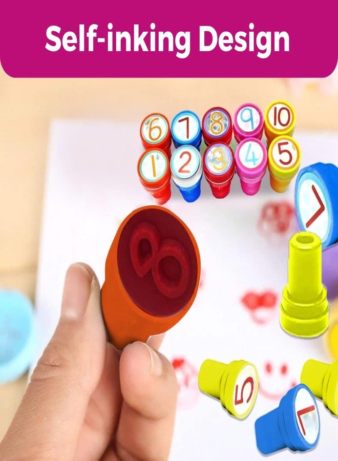 Oytra Stamps for Kids Number Set of 10 Stationery Rubber Stamp for Reward Teachers Students Scrapbooking Art Craft Birthday Gift - Image 3